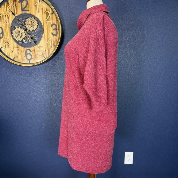 Everly Maroon Cowl Neck Sweater Tunic Mini Dress, Size Large - Picture 2 of 7